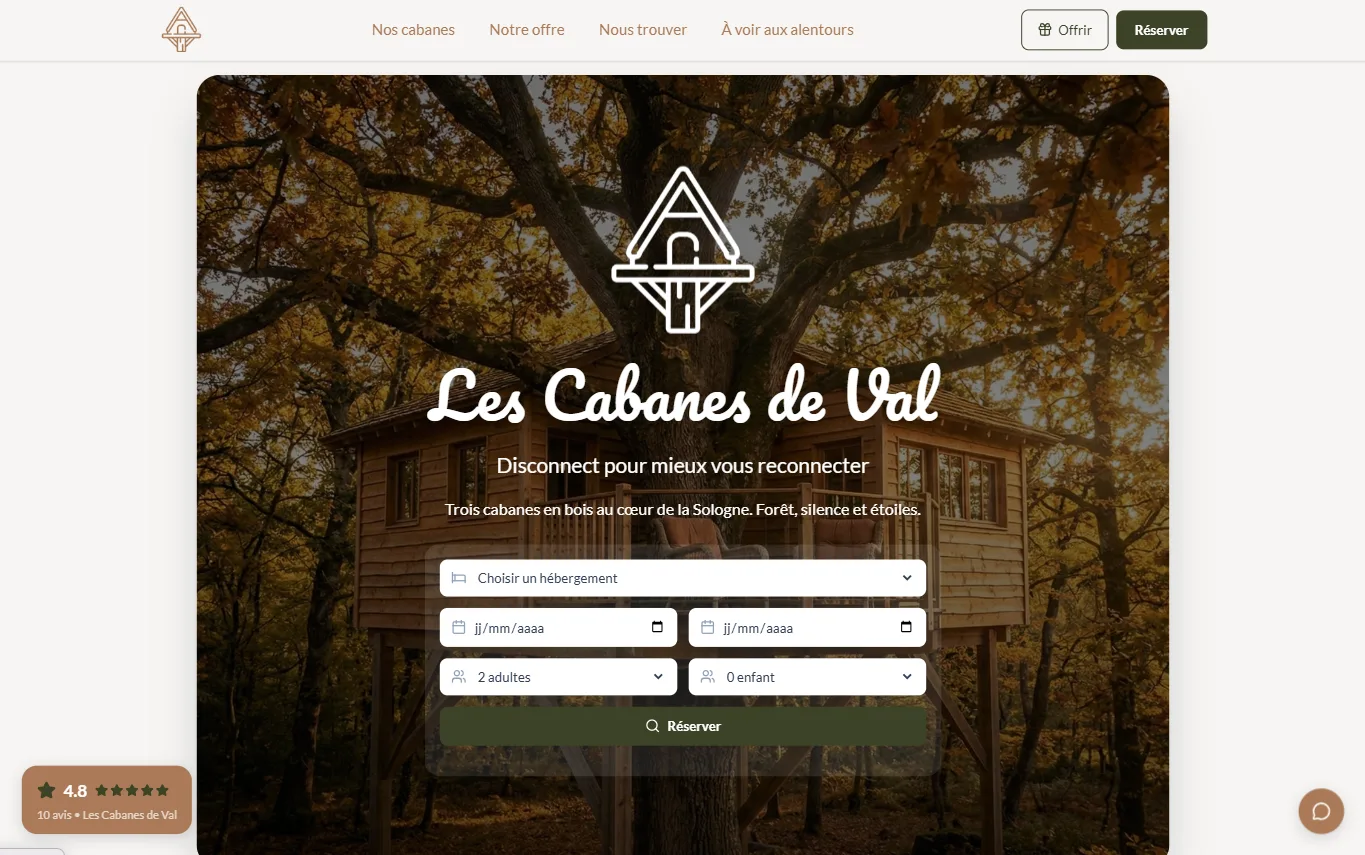 Aperçu du site public d'un hôtel HoteBoost